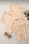 Long Sleeve, Snap Closure, Cotton, 3-Piece Baby Girl Romper Set, Floral Print Combed Cotton Casual and Sleep Romper - 2