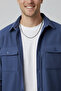 Blue Stretch Fabric Velvet Fabric Relaxed Fit Men's Shirt – Soft Texture, Stylish Design 2600759 - 2