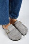 ®   Premium Seri Arya Light Gray Genuine Leather Soft Footbed Closed Front Buckled Slipper - 3