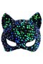 Blue Green Sequined Party Mask on Black Velvet Fabric 16X14 cm - 2