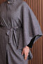 Women's Jacquard Fabric Belted Poncho Hijab Set 3129 - 5