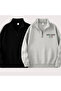 Women's Mock Neck Half Zipper Fleece-Lined Two Thread Sweatshirt 2-Piece Set Gray and Black