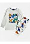 Boys' 100% Cotton White Dinosaurs Patterned Long Sleeve Winter Pajama Set - 2