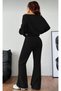 Women's Relaxed Fit Bottom Top Set - Sweat & Flared Sweatpants, Two Thread Fabric - 2