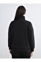 Lcw Comfort Black Plus Size Stand Collar Women's Sweatshirt - 4