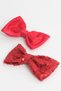 2-Pack Girl's Red Sequin Matte Satin Bow October 29 April 23 August 30 Hair Clip - 2