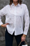 Bird Detailed Embroidered 75% Cotton 25% Linen Shirt - 2