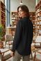Black Crepe Lace Detailed Crepe Shirt