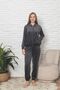 Women's Hooded Anthracite Color Velvet Long Sleeve Elastic Set - 2