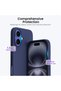iPhone 16 Case Inside Velvet Shockproof Screen and Camera Raised Lasman Cover-Dark Blue - 3