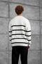 Men's Knitwear Dpp Half-Necklace Striped Ecru White Oversize Knitwear Fabric - 5