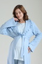 Women's Blue Jacquard Shawl Collar Winter Long Sleeve Special Design 3-Piece Maternity Pajama Set - 7