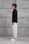 Men's Knitwear Mrk Cycling Collar Knitted Navy Blue Oversize Knitwear Fabric - 4