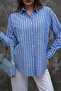 Blue and White Striped Single Pocket 100% Cotton Shirt