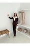 Modal Fabric Training Suit Wide Legs with Clutch Collar Button Strip Detail - 3