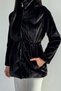 Women's Rabbit Fur Waist Drawstring Lined Coat
