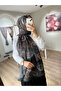 Soft Glow Muslin Shawl - Black-Beige - 4