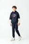 Los Angels Athletic Printed Hooded Boys' Kangaroo Pocket Bottom Top Tracksuit Set - 3