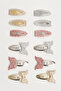 12-Piece Girl's Zigzag Butterfly Figured Pink Gold Silver Snap Buckle