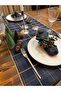 Home Navy Blue Green Plaid Runner 45X150 cm New Year's Invitation New Year's Table Runner - 5