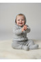 Gray 3-Piece Unisex Baby Girl-Boy Suit Geometric Patterned Hooded Knitwear Baby Suit - 2