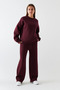 Women's Oversized Sweatshirt Burgundy – Crew Neck, 3 Thread Fleece-Lined Fleece