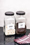 2 Pieces Glass Jar with Metal Lid Tea & Sugar Storage Jar with Labels Storage Container 3 Lt - 5
