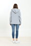 Gray Melange 3-Thread Kangaroo Pocket Hooded Zippers Inside Fleece Lined Oversized Women's Sweatshirt Cardigan - 6