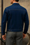 Men's Trend Comfort Casual Slim Fit Navy Blue Denim Jacket - 5
