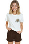 Women's White Relaxed Fit 100% Cotton T-Shirt – Watercolor Piano Illustration - 3