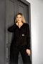Women's Black Color Gold Buttoned Asymmetrical Cut Velvet Jacket - 8