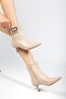 Nude Women's Thin Heeled Boots with Accessories Pointed Toe - 2