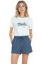 Women's White Relaxed Fit 100% Cotton T-Shirt – Watercolor Cityscape & Blue Highlight Printed - 4