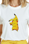 Women's White Relaxed Fit 100% Cotton T-Shirt – Pikachu Cartoon Character Printed - 7