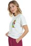 Women's White Relaxed Fit 100% Cotton T-Shirt – Watercolor Flower Bouquet Sketch Printed - 4