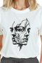 Women's White Relaxed Fit 100% Cotton T-Shirt – Twin Face Charcoal Printed - 7