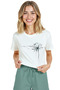 Women's White Relaxed Fit 100% Cotton T-Shirt – Thin Ink Floral Print - 3