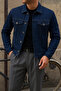Men's Trend Comfort Casual Slim Fit Navy Blue Denim Jacket - 2