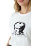 Women's White Relaxed Fit 100% Cotton T-Shirt – Atatürk Signature Style Portrait Printed - 7