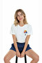 Women's White Relaxed Fit 100% Cotton T-Shirt – Planet Balloons & Tiny Character Printed - 5