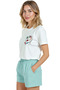 Women's White Relaxed Fit 100% Cotton T-Shirt – Single Line Color Face Miniature Printed - 4