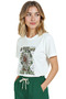 Women's White Relaxed Fit 100% Cotton T-Shirt – Watercolor Ferris Wheel Printed - 3