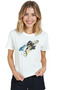 Women's White Relaxed Fit 100% Cotton T-Shirt – Ink & Watercolor Music Note Printed - 3