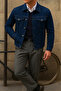 Men's Trend Comfort Casual Slim Fit Navy Blue Denim Jacket - 4