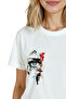 Women's White Relaxed Fit 100% Cotton T-Shirt – Abstract Eye & Scribble Printed - 7