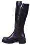 Dza07-8961105 Black Patent Leather Daily Stretch Flat Heel Women's Boots - 3