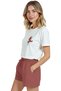 Women's White Relaxed Fit 100% Cotton T-Shirt – Poppy Bouquet Right Chest Printed - 4