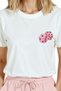 Women's White Relaxed Fit 100% Cotton T-Shirt – Pink Heart Dice & Minimal Pocket‑ Printed - 7