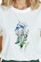 Women's White Relaxed Fit 100% Cotton T-Shirt – Watercolor Elephant & Ink Sketch Printed - 7