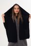 Navy Blue Knitted Shawl with Hood Detail |   Trendy Hooded Scarf - 7